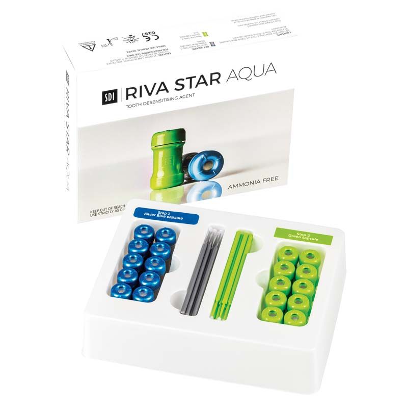 Riva Star Aqua Kapsel Kit mit grünen und blauen Komponenten.