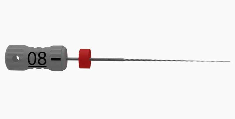 Sterile B6 K-Reamer 25mm Gr. 008 zur Wurzelkanalbearbeitung.
