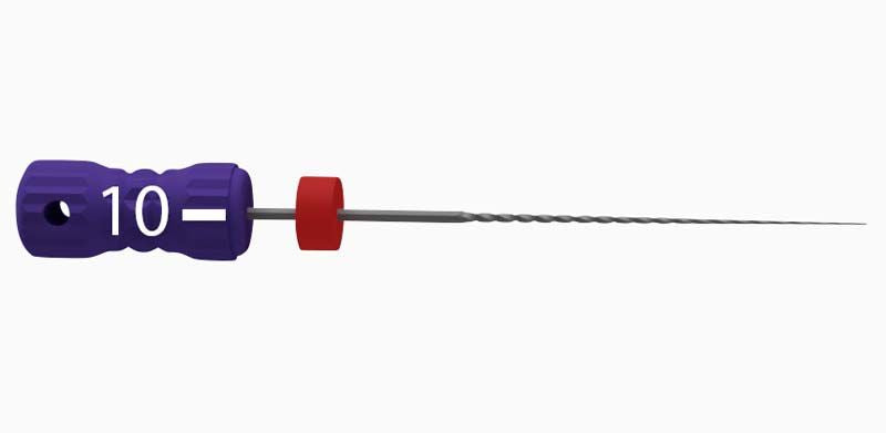 Sterile B6 K-Reamer 25mm Gr. 010 für Wurzelkanalbehandlung.