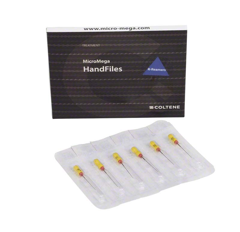 Sterile MicroMega Handfeilen K-Reamers 25mm in Einzelverpackung.