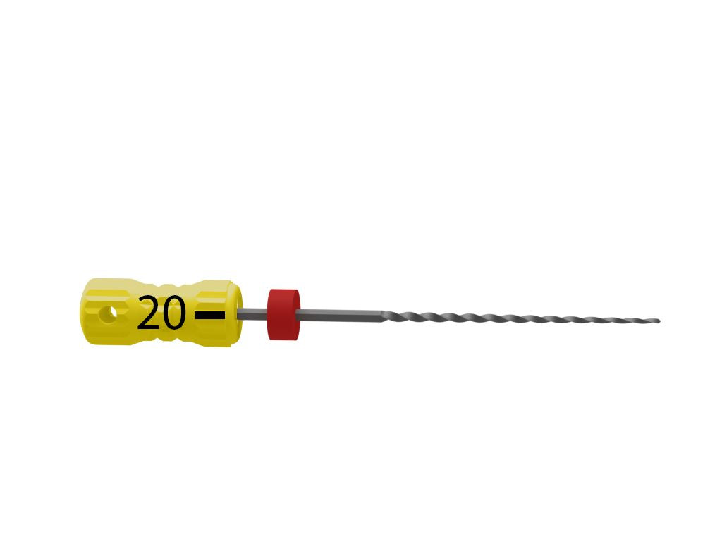 Sterile B6 K-Reamers 31mm Gr. 020 mit gelbem Griff.