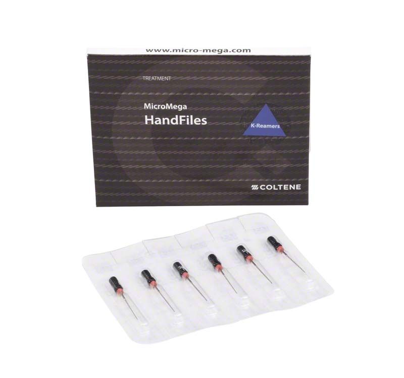 Sterile Edelstahl-Handfeilen K-Reamers 25mm Gr. 040 in Verpackung