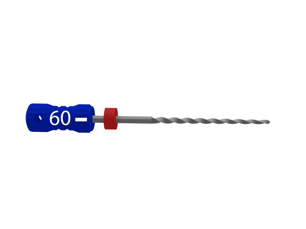 Sterile Edelstahl-Handfeile B6 K-Reamers 25mm Gr. 060 für Wurzelkanalbehandlung.