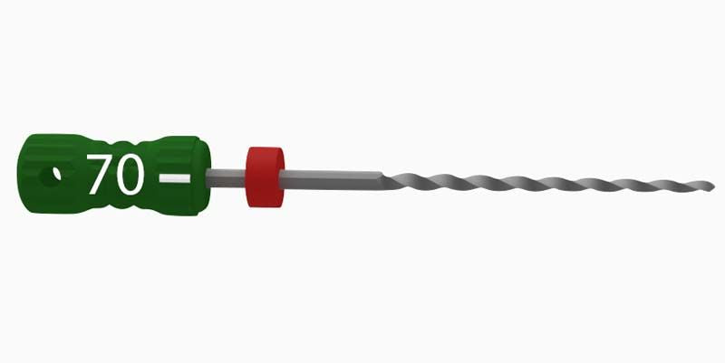 Sterile Edelstahl-Handfeile B6 K-Reamers 25mm Gr. 070 für Wurzelkanalbearbeitung.