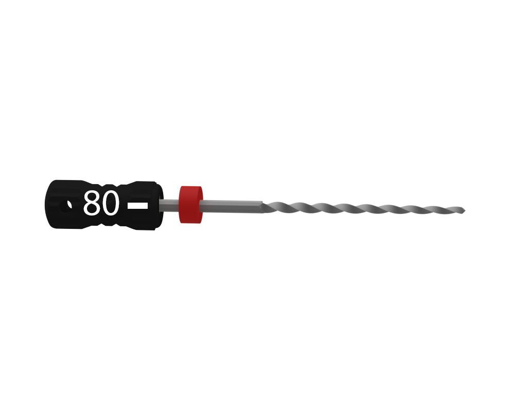 Sterile Edelstahl-Handfeile B6 K-Reamers 31mm Gr. 080 für Wurzelkanalbearbeitung.