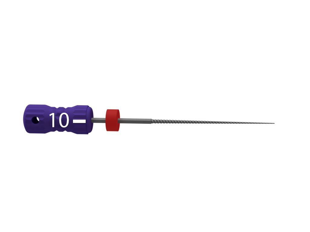 Sterile B6 K-File 21mm Gr. 010 für Wurzelkanalbearbeitung.