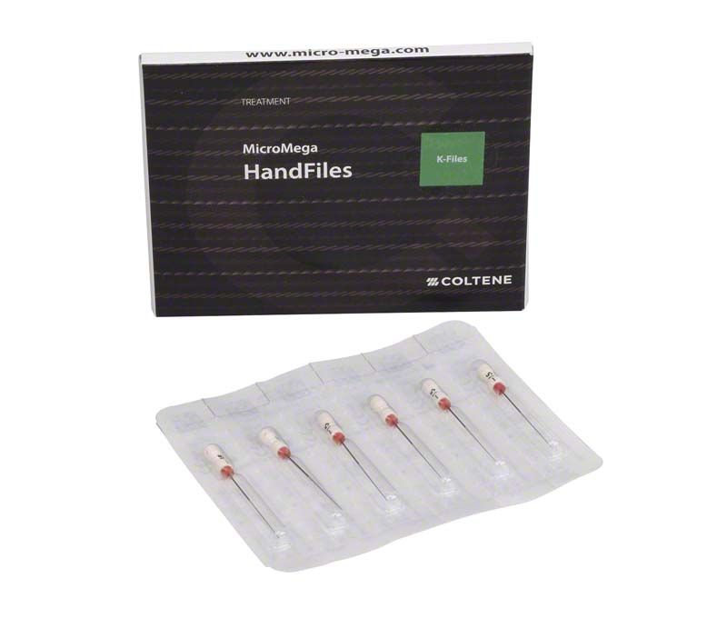 Sterile Handfeilen B6 K-Files 31mm Gr. 015 in Verpackung.
