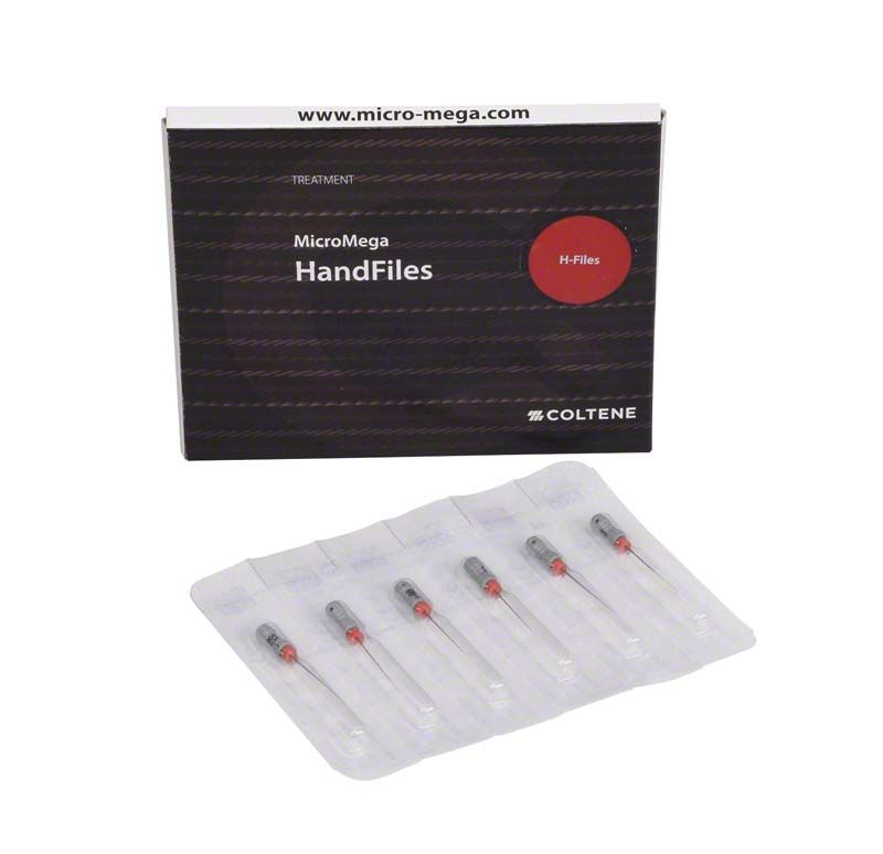 Sterile MicroMega H-Feilen 21mm Gr. 008 in Blisterverpackung.