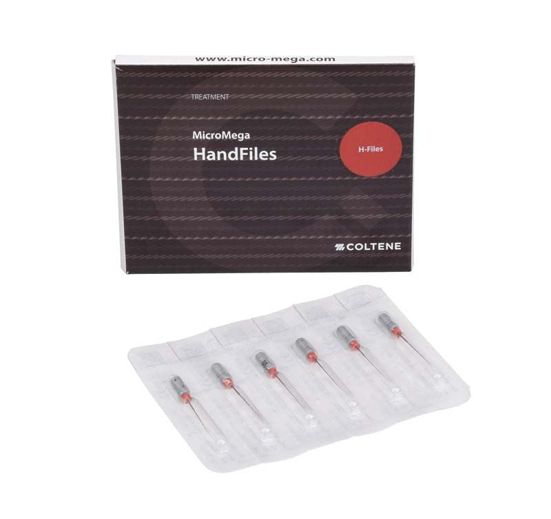 Sterile MicroMega H-Feilen 25mm Gr. 008 in Verpackung.
