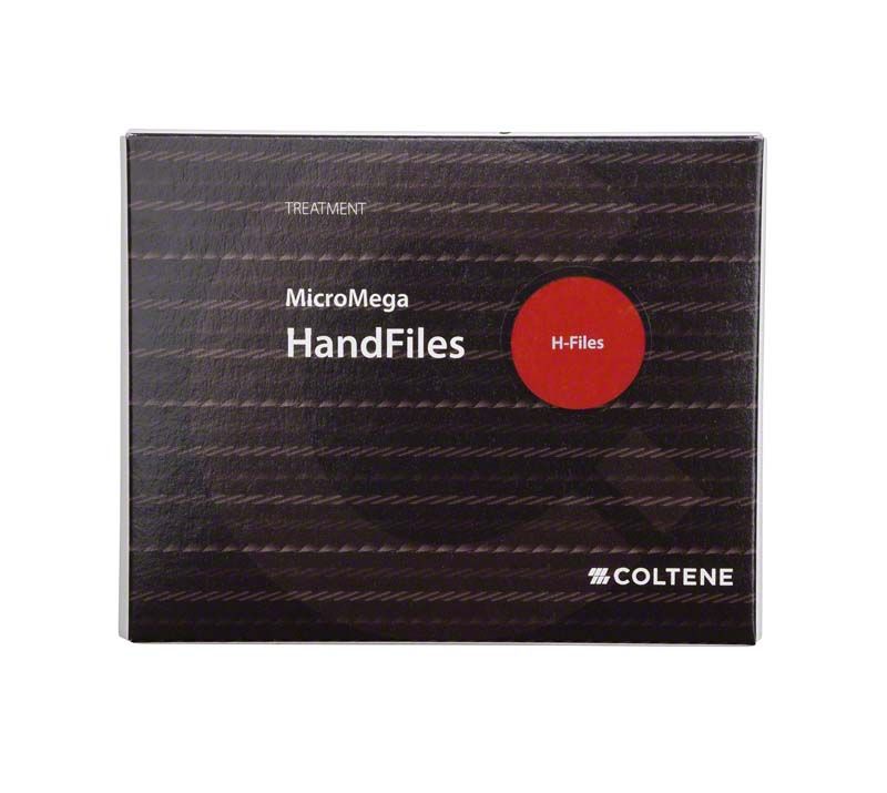 Schwarze Verpackung der MicroMega HandFiles H-Feilen von Coltene.