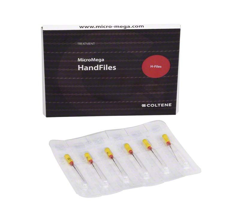 Sterile MicroMega H-Feilen 25mm Gr. 020 in Verpackung.