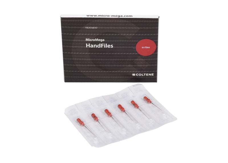 Sterile MicroMega H-Feilen 25mm Gr. 025 in Verpackung.