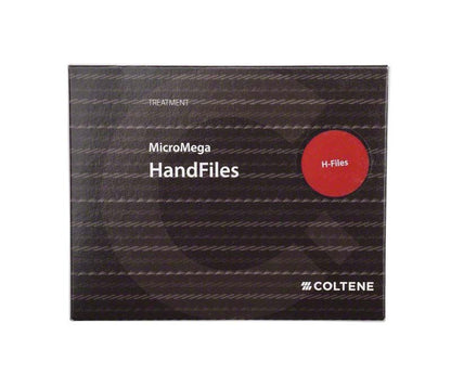 MicroMega HandFiles Verpackung mit H-Files und Coltene-Logo.