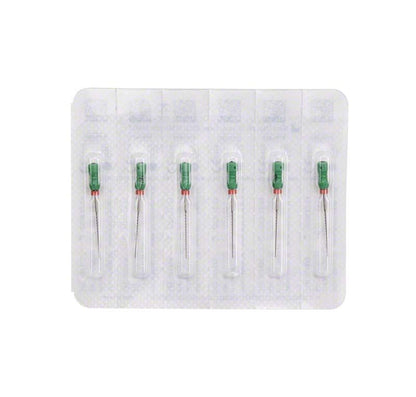 Sterile MicroMega H-Feilen 25mm Gr. 035 in Blisterpackung mit grünen Griffen.
