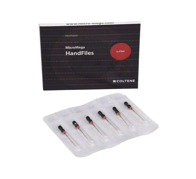 Sterile MicroMega Handfeilen 25mm Gr. 040 in Blisterverpackung.