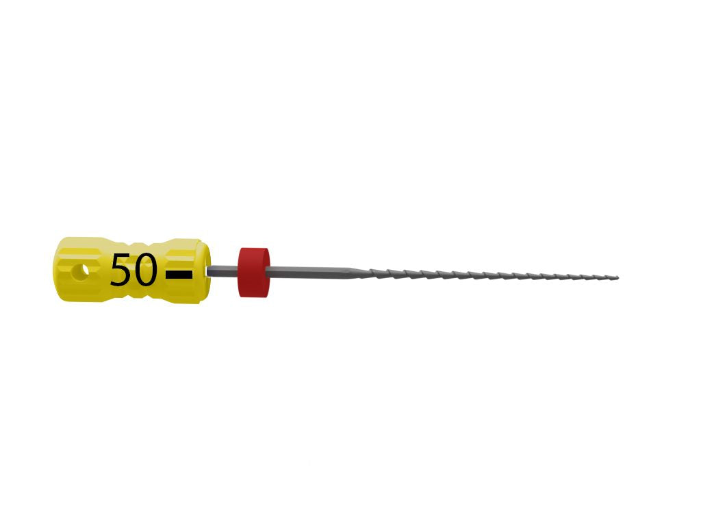 Hochwertige sterile H-Feile mit gelbem Griff und Größe 050.