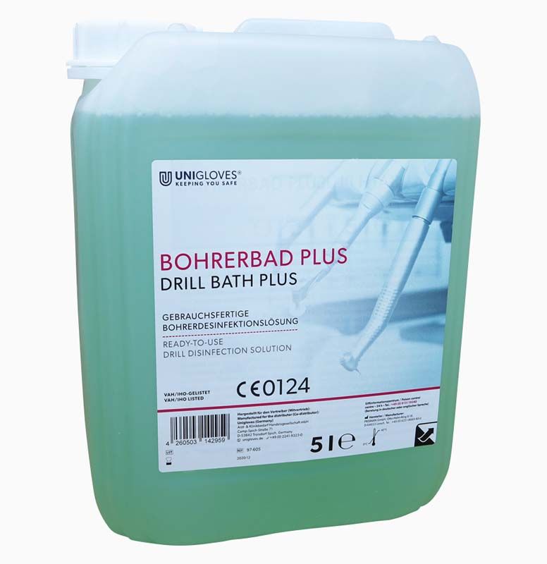 Kanister Bohrerbad Plus 5l zur Reinigung dentaler Instrumente.