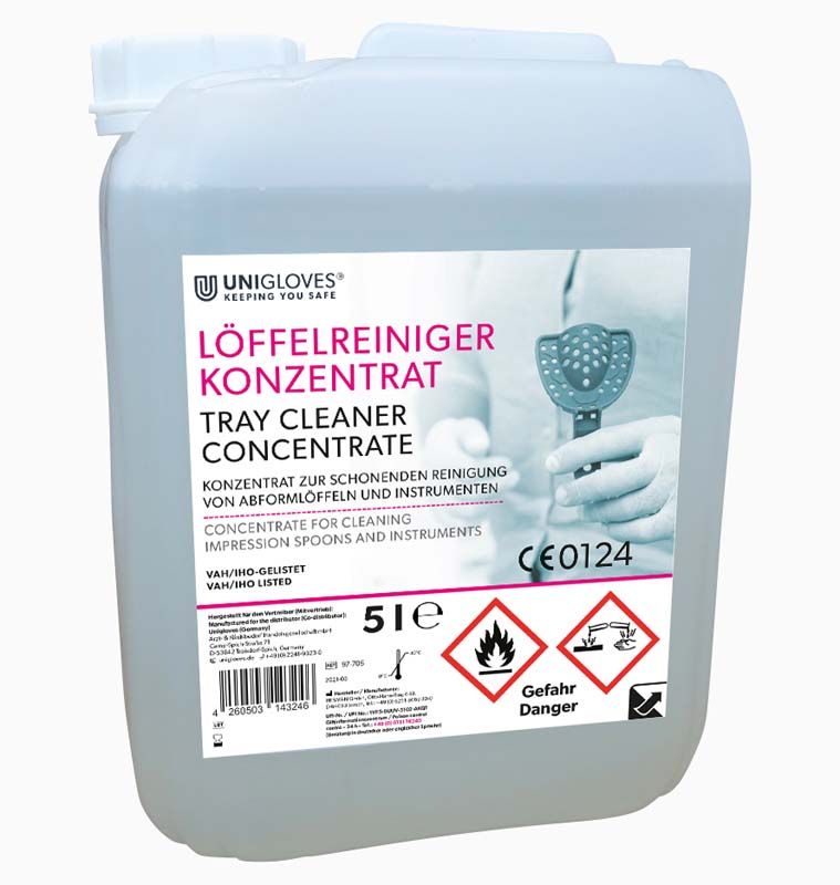 Löffelreiniger Kanister 5 Liter von Medic-Star mit Etikettendetails.