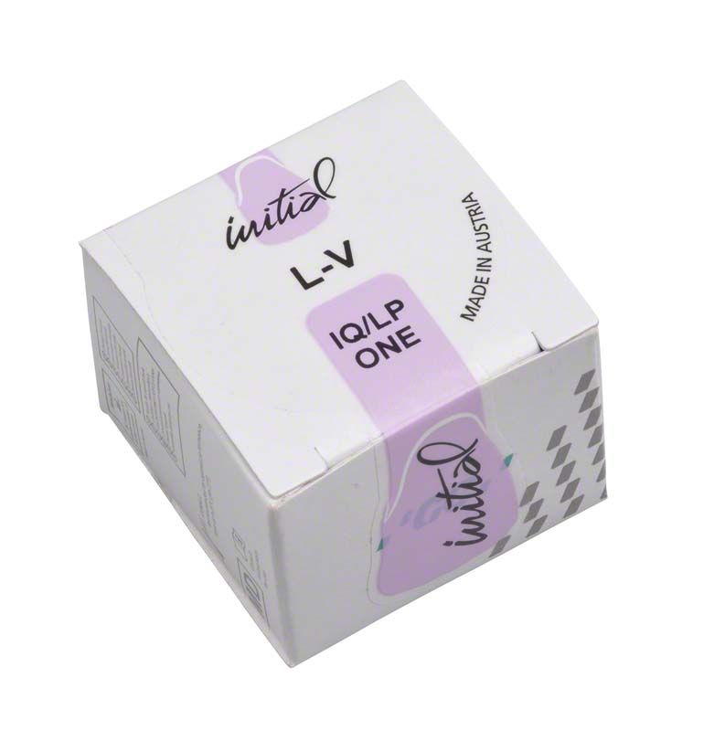GC Initial IQ LP ONE Enamel Effekt Shade V Verpackung mit L-V Kennzeichnung.