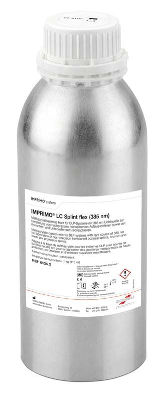 IMPRIMO® LC Splint flex Flasche, 1kg, mit weißem Schraubverschluss.