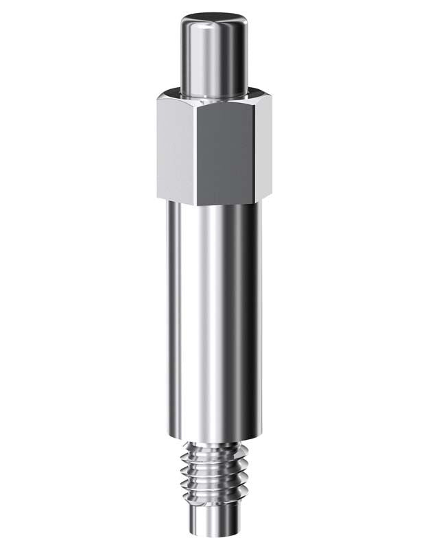 SmartPeg Typ 61, metallischer Dentalimplantatadapter in zylindrischer Form.