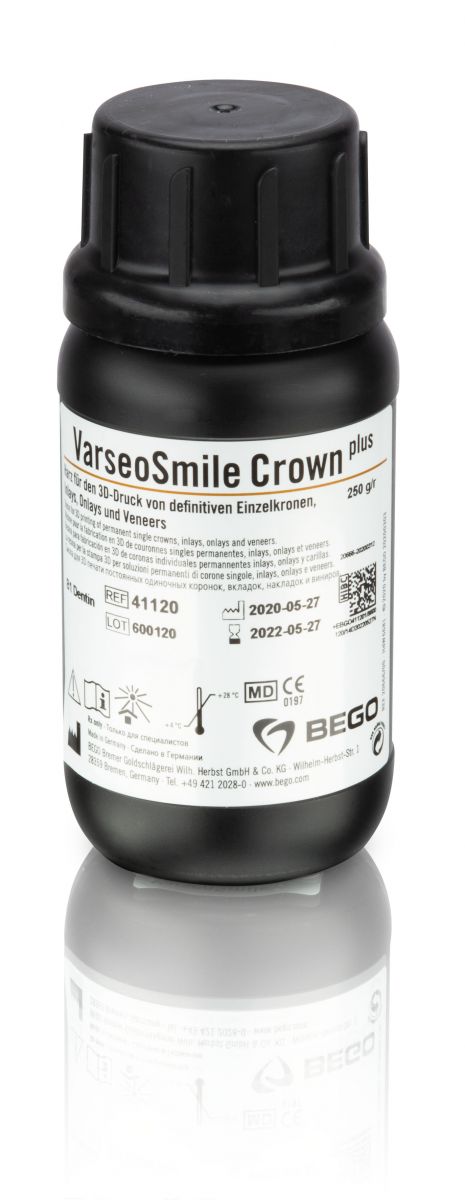 VarseoSmile Crown plus Flasche 250g B1 mit Etikett und Produkthinweisen