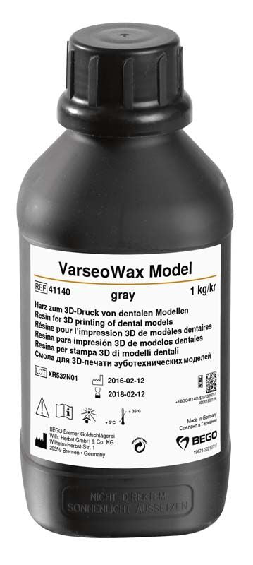 VarseoWax Model grau 1kg 3D-Druckharz-Flasche für Dentalmodelle.