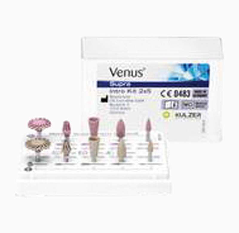 Venus Supra Intro Kit 2x5 mit Kompositpolierern auf weißem Hintergrund