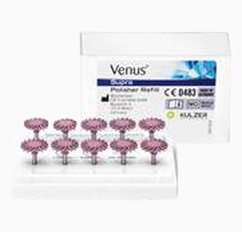 Venus Supra Vorpolierer Twist Disc auf Halterung vor Verpackung.