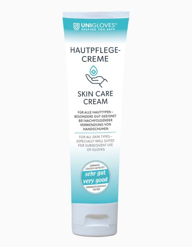 Hautpflegecreme Tube 100ml von Unigloves, dermatologisch getestet.
