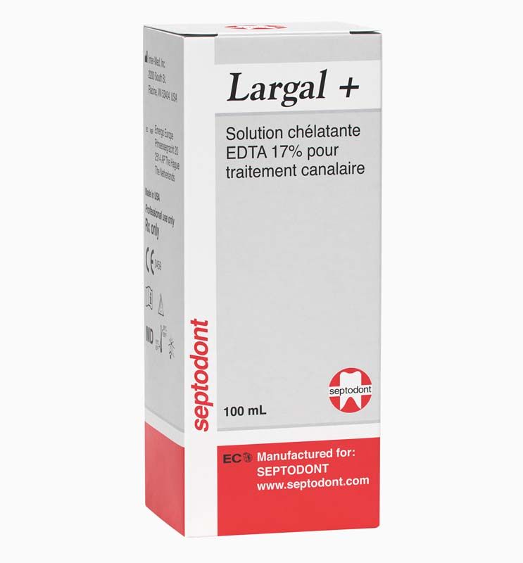 Largal+ Flasche 100ml ohne Verpackung, Etikett mit Produktdetails sichtbar.
