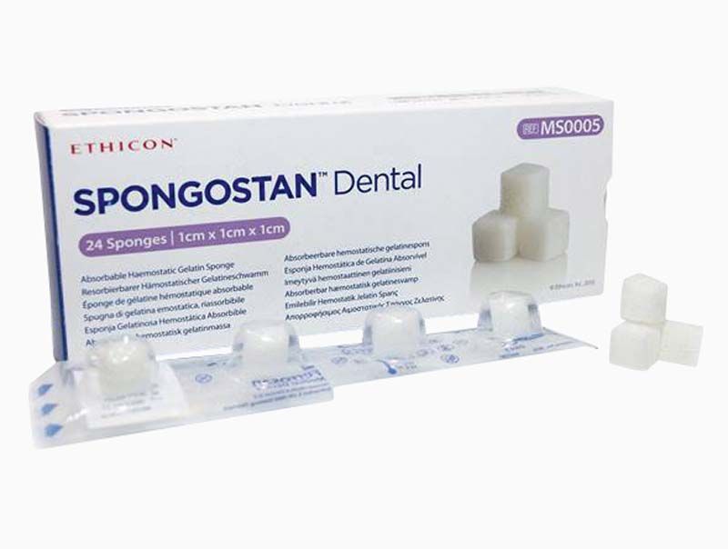 Spongostan Dental Gelatineschwamm in Originalverpackung mit 24 Stück.