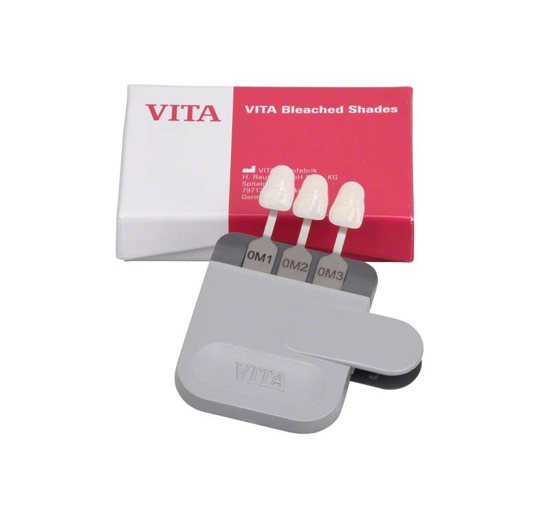 VITA Bleached Shades Nachrüst-Set mit drei Farbstäbchen für Zahnfarbbestimmung.