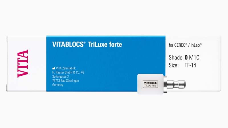 VITABLOCS® TriLuxe forte Block mit Aufschrift und Verpackungsdetails.