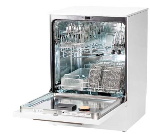 Teon+ Thermodesinfektor mit geöffneter Tür und sichtbaren Innenfächern.