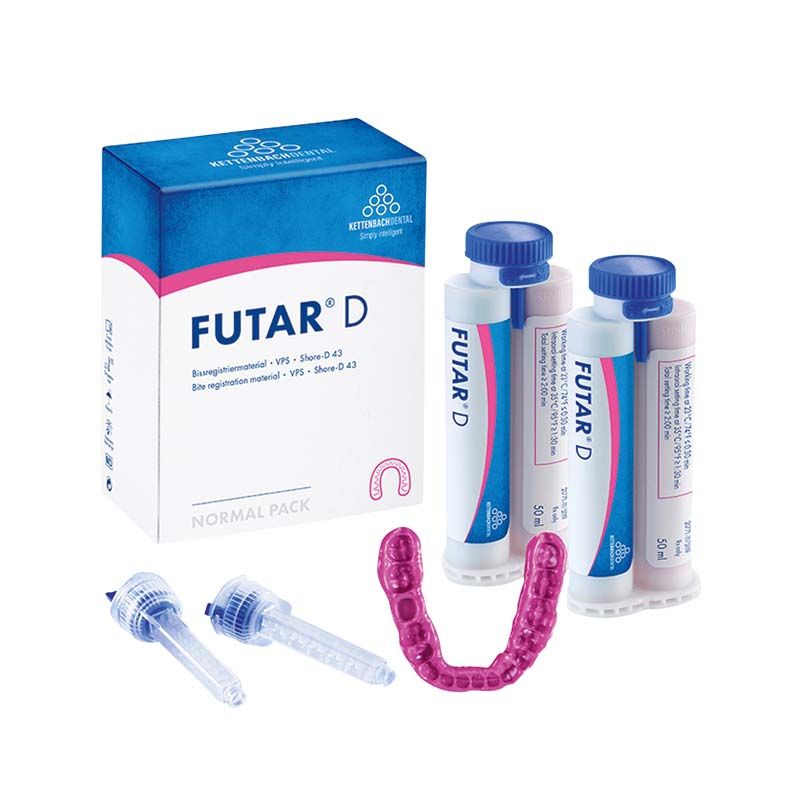 Futar® D Normalpackung mit Kartuschen, Applikationsspitzen und Bissregistrat.