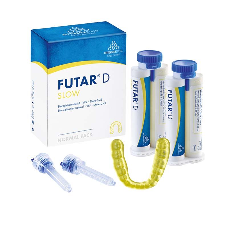 Futar® D Slow Normal Pack mit zwei Kartuschen und Zubehör für Bissregistrierung.