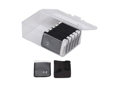 Transparente Box mit Speicherfolien-Schutzhüllen Gr. 0 für Dentalgebrauch.