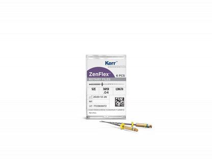 ZenFlex™ NiTi Rotary Feilen 21mm 45/.04 mit zwei Feilen und Verpackung.