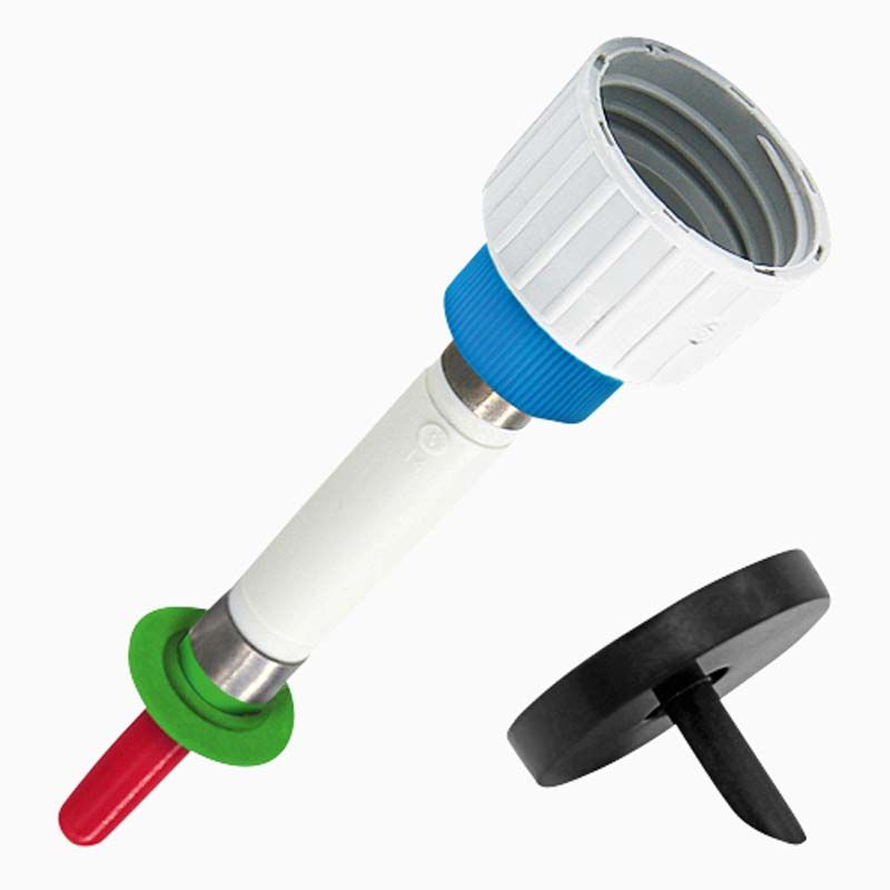 Pumpen-Adapter-Kombination L6-DG mit farbkodierten Anschlüssen.