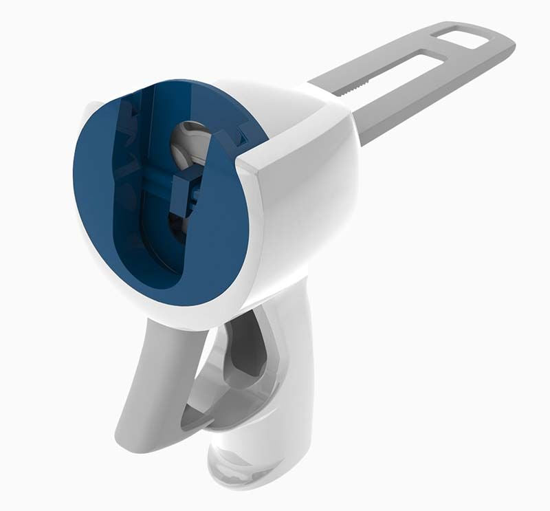 Mischpistole NT Typ SCS (1:1/2:1) in weiß-blauer Ausführung.