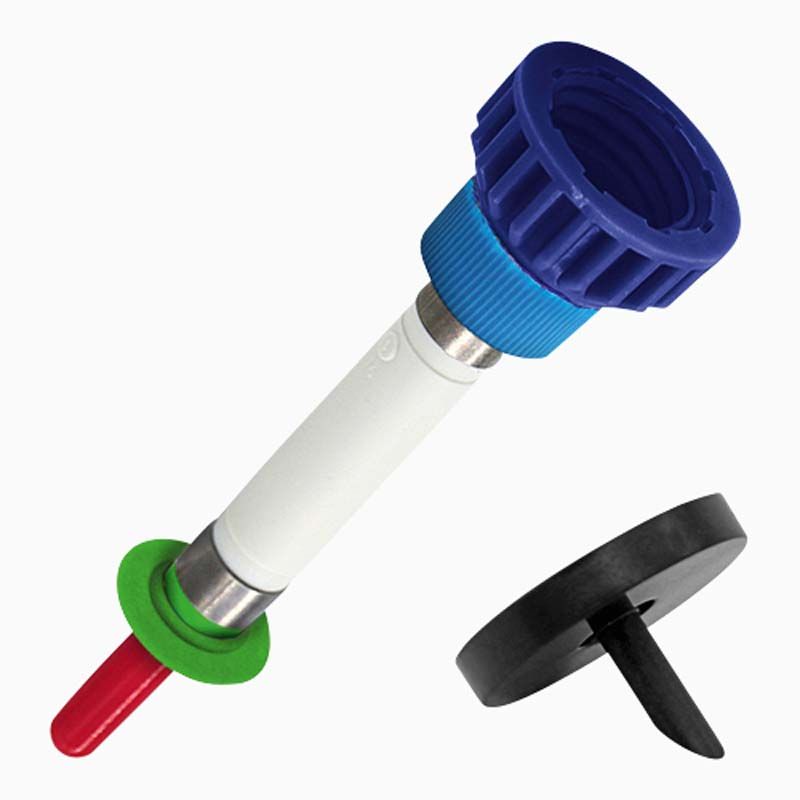 Pumpen-Adapter-Kombination SL-DL mit farbigen Anschlusskomponenten.