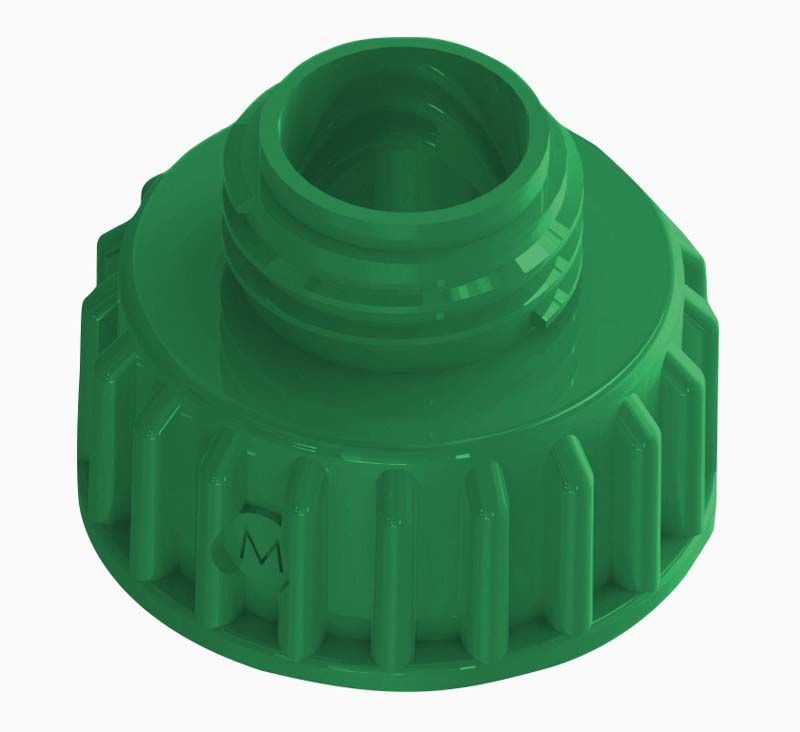 Flaschenadapter M6 mit Dichtung in grüner Farbe