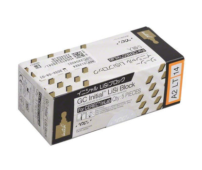 Initial™ LiSi Block CEREC 14 LT A2 Verpackung mit Produktinformationen und japanischer Beschriftung.