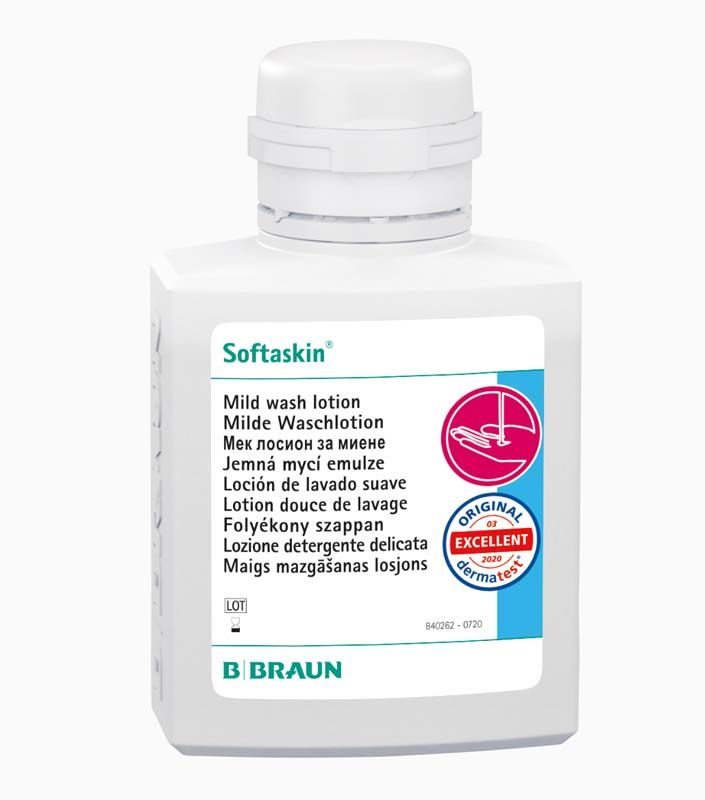 Softaskin® Ovalflasche 100ml mit Etikett für milde Waschlotion.
