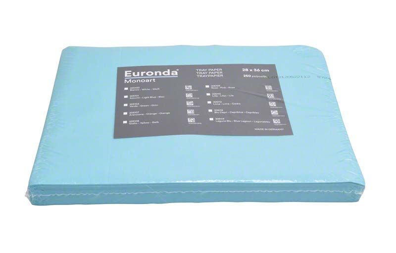 Monoart Schwebetischauflagen in Lagunablau, verpackt, 28x36 cm.