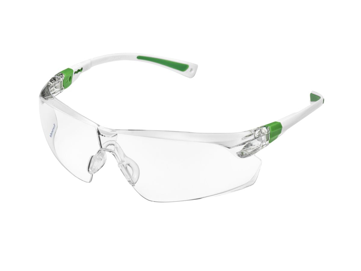 Monoart Schutzbrille FitUp in Grün mit flexiblen Bügeln.