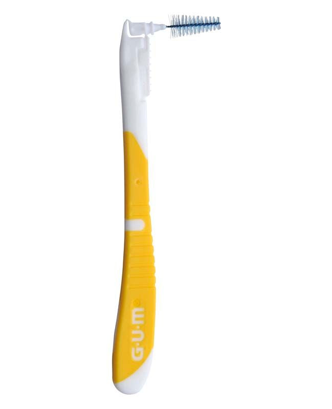 Interdentalbürste GUM® BI-DIRECTION in Gelb mit weißem Griff.