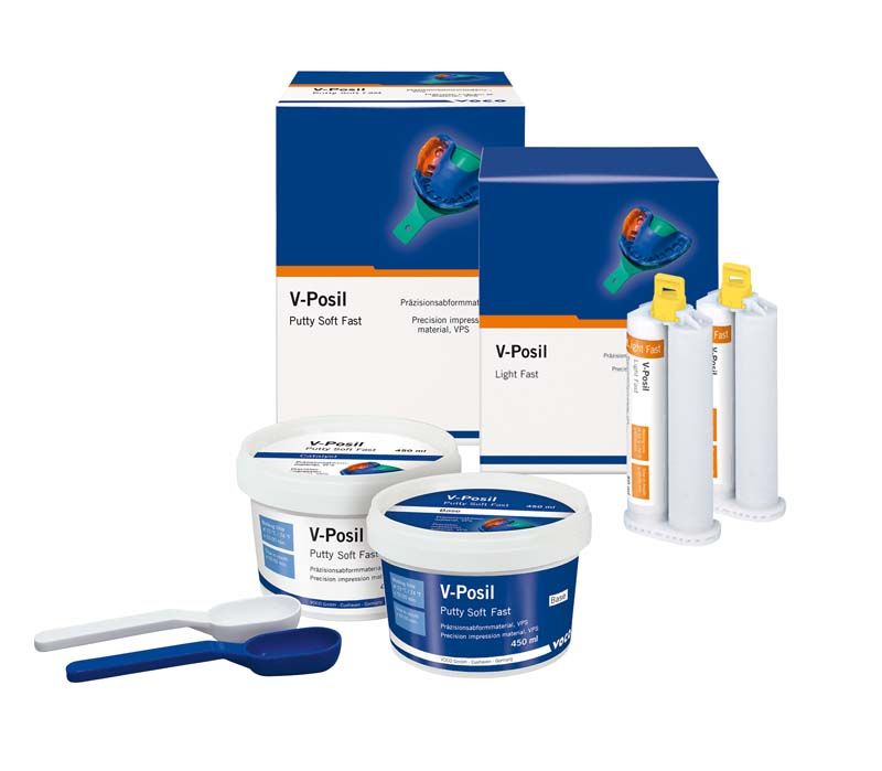 V-Posil Starter-Set Putty Fast / Light mit Verarbeitungs- und Abformungsmaterial.