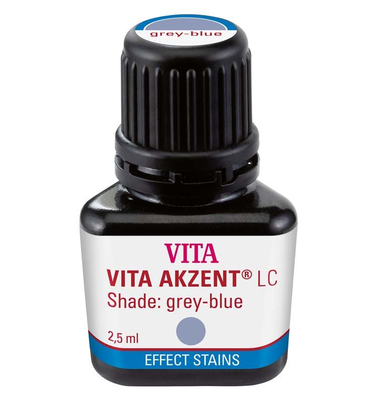 VITA AKZENT® LC Effect Stains Creme in graublauer Farbnuance, 2,5 ml Flasche.